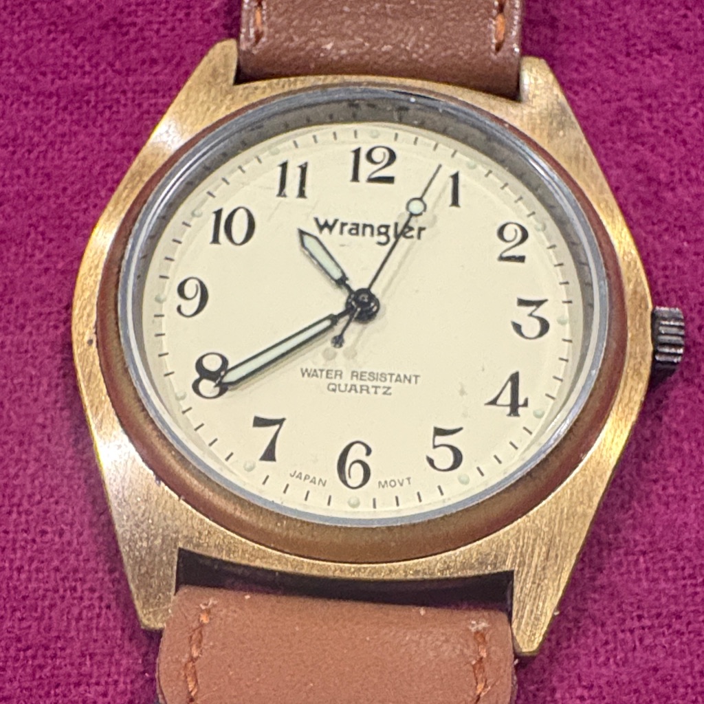 Wrangler Gold Case Watch With Brown Strap